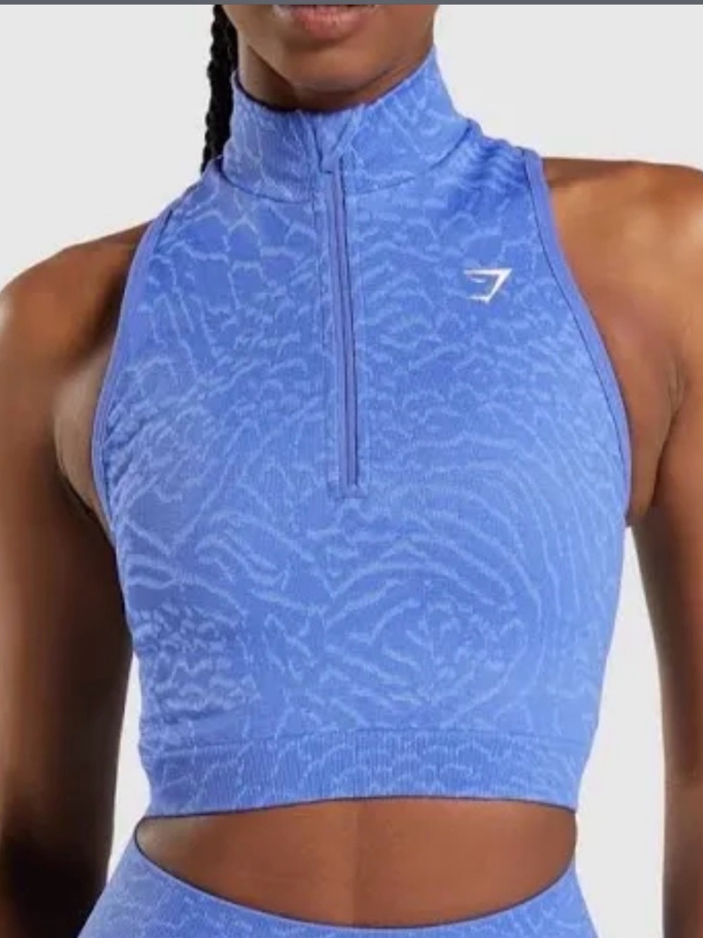 Gymshark Periwinkle High-Neck Zip Crop Tank